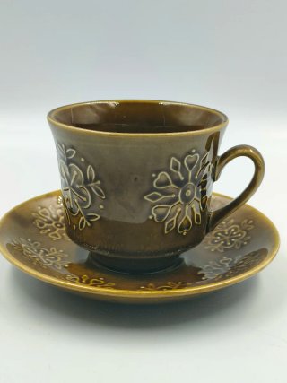 6 Tazas Café Vintage Pontesa Marrón Cerámica