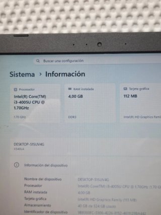 Portátil ASUS X540LA i3 4GB RAM 500GB HDD