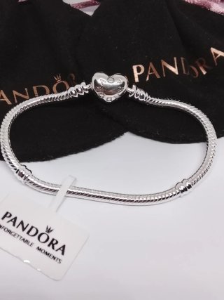 Pulsera Pandora 21cm Cierre Corazón Plata