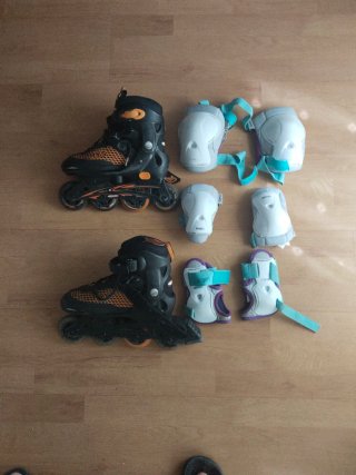 Patines en línea negros y naranjas, 33,34, 35,36