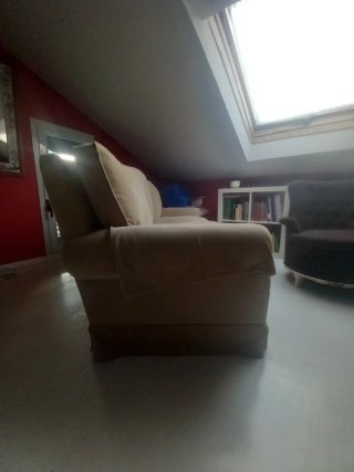 Sofá 3 plazas beige tela