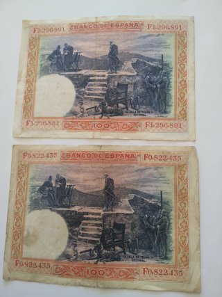 2 Billetes 100 Pesetas España 1925