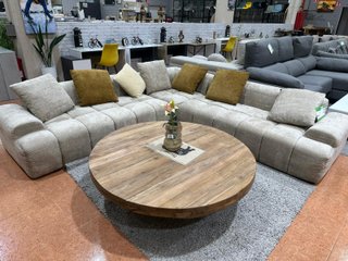 Sofá rinconera modular beige y gris
