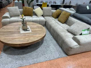 Sofá rinconera modular beige y gris