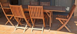 Conjunto Mesa y Sillas Jardín Madera