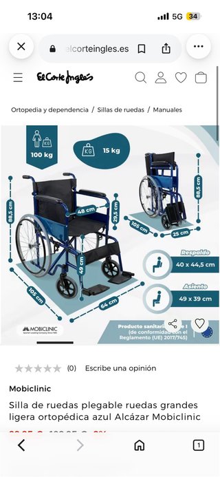 Silla de ruedas plegable Mobiclinic