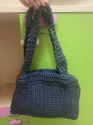 Borsa uncinetto grigia fatta a mano