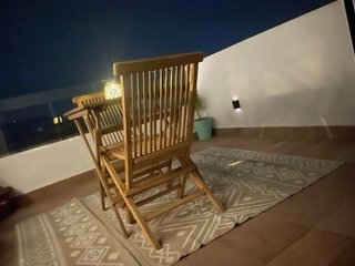 Conjunto mesa y sillas teca plegables