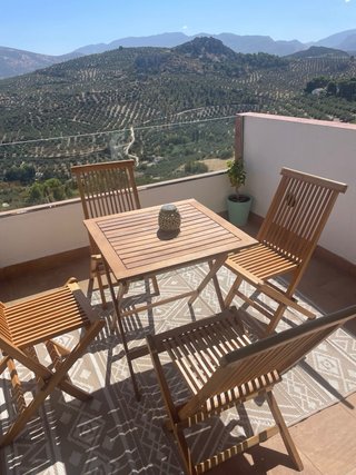 Conjunto mesa y sillas teca plegables