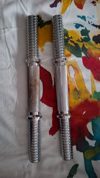 Par de barras cromadas para mancuernas