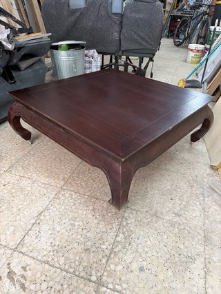 Mesa baja de salón de madera maciza con cristal