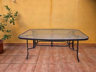 Mesa de jardín aluminio y cristal