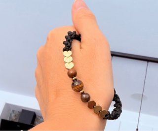 Pulsera Ojo de Tigre y Hematita Dorada