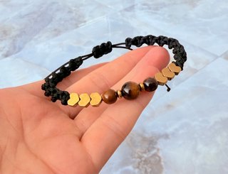 Pulsera Ojo de Tigre y Hematita Dorada