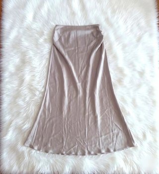 Falda Zara Beige Midi Satén