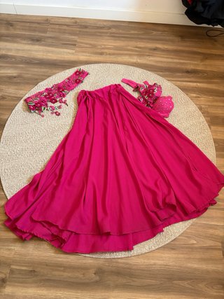 Conjunto danza/baile T-S/M rosa y rojo