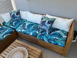 Conjunto Sofás Exterior Madera y Tela