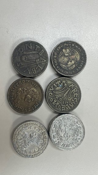Lote (2) d 6 Monedas Colección Réplicas Históricas