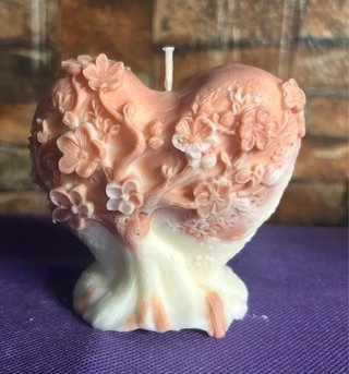 Vela Corazón Flores Rosa y Blanco