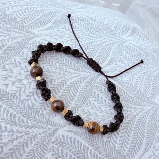 Pulsera Ojo de Tigre y Acero Dorado Hombre