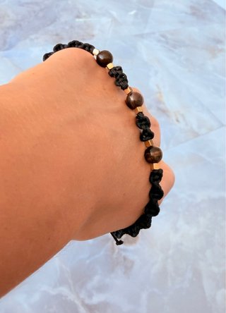 Pulsera Ojo de Tigre y Acero Dorado Hombre