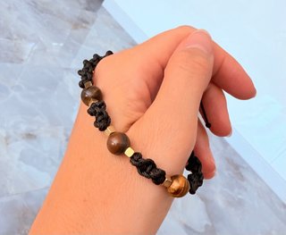 Pulsera Ojo de Tigre y Acero Dorado Hombre