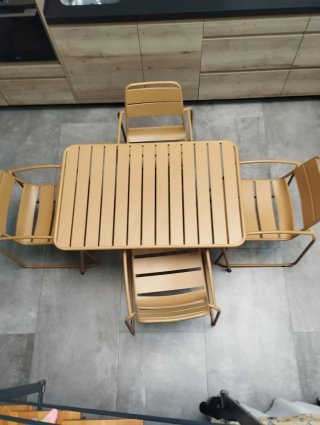 Mesa y 4 Sillas Metal Jardín/Patio