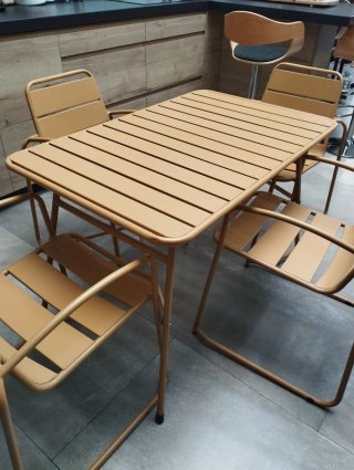 Mesa y 4 Sillas Metal Jardín/Patio