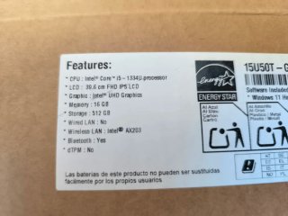 Portátil LG gram 15U50T Plata
