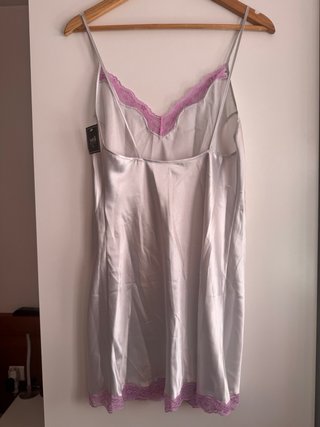 Camisón Ivette encaje rosa y gris