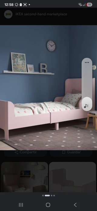 Cama extensible IKEA BUSUNGE rosa mas somier