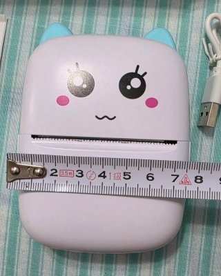 Impresora de bolsillo azul y blanca