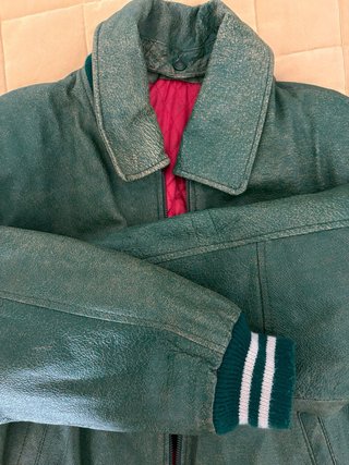 Chaqueta Cuero Vintage Varsity Verde