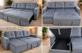 Sofá cama modular gris