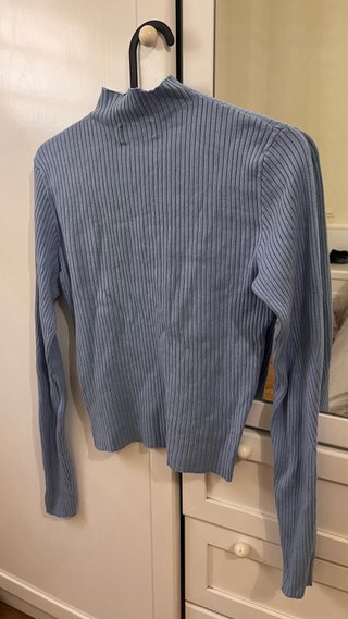 Jersey canalé cuello alto azul Talla L
