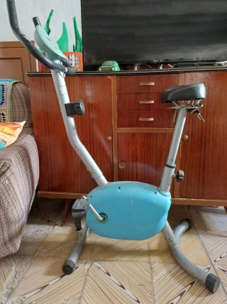 Bicicleta Estática Azul y Gris