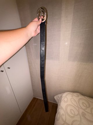 Cinturón Gucci Negro Hebilla Plateada