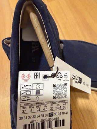Mocasines Zara Piel Azul Talla 37 Nuevos