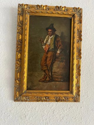 Cuadro antiguo pintado en tablilla