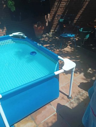 Mesa y 4 Sillas Jardín Metal Azul
