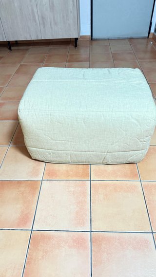 Puf Cama Plegable Beige y Gris