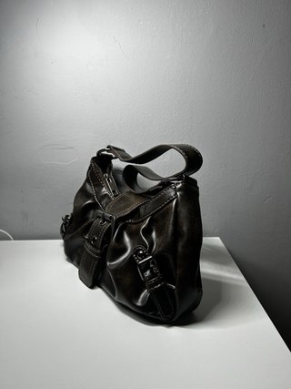 Y2K Vintage Brown Shoulder Bag with Buckles