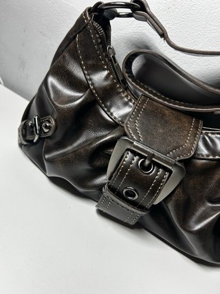 Y2K Vintage Brown Shoulder Bag with Buckles