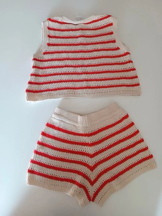 Conjunto Zara crochet rayas 4A