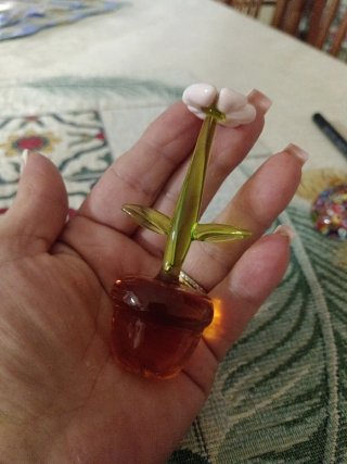 Fiore di Murano in vetro arancione e verde