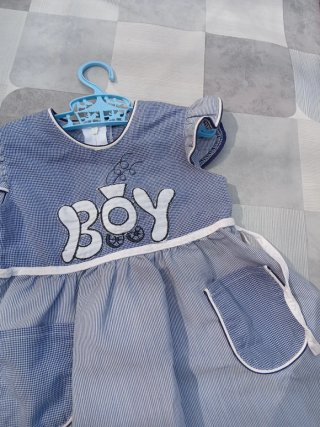 Vestido infantil BOY azul y blanco