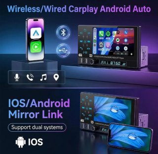 Radio Coche Pantalla 1 DIN Carplay Android Auto