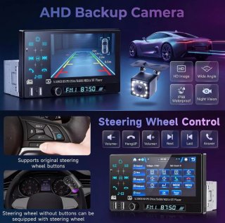 Radio Coche Pantalla 1 DIN Carplay Android Auto