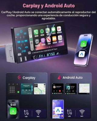Radio Coche Pantalla 1 DIN Carplay Android Auto