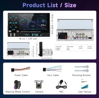 Radio Coche Pantalla 1 DIN Carplay Android Auto